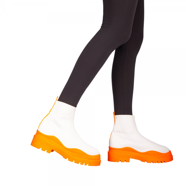 Γυναικεία αθλητικά παπούτσια Triza λευκά με πορτοκαλί - Kalapod.gr